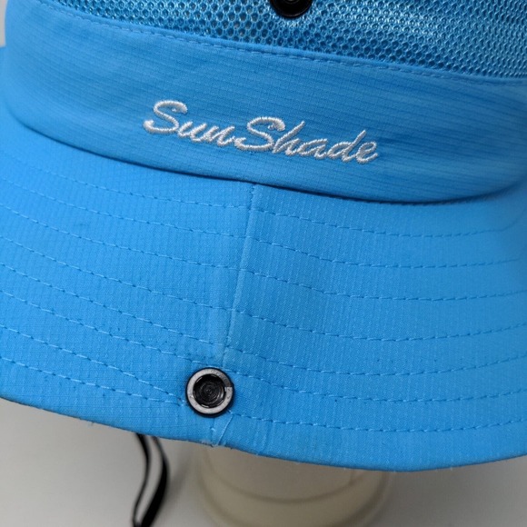 SunShade Men's Wide Brim Hat Blue Snapback Mesh 100% Polyester Drawstring - Picture 5 of 10